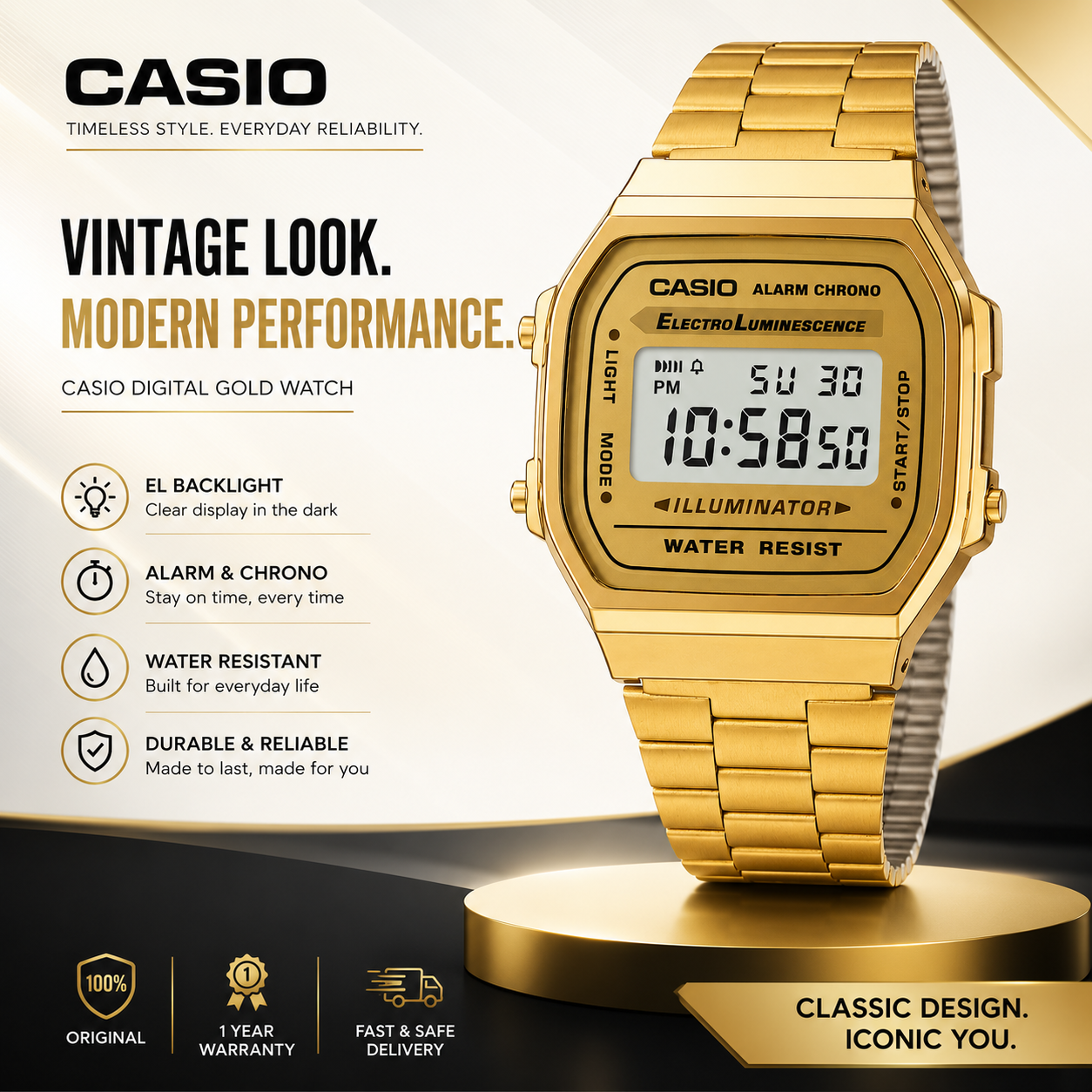 Casio Digital Gold Unisex Watch